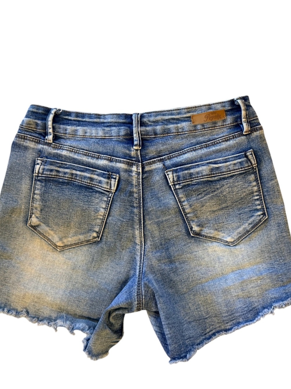 Royalty For Me Distressed Light Blue Denim Shorts Jorts Size 8 - Picture 3 of 6